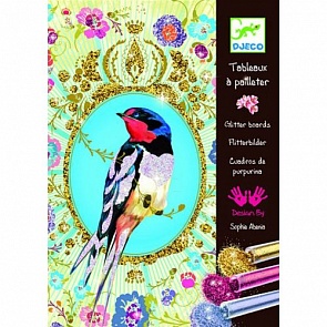 Набор для творчества с разноцветными блестками - Блестящие птицы (Djeco, 09501k)